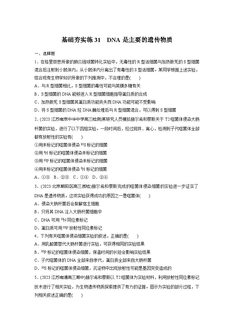 2024届高三生物一轮复习基础夯实练31:DNA是主要的遗传物质第1页