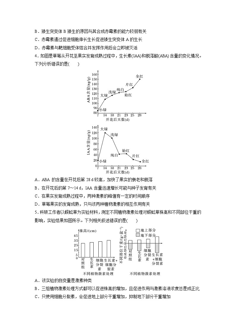 2024届高三生物一轮复习基础夯实练47:其他植物激素、植物生长调节剂及环境因素参与调节植物的生命活动第2页