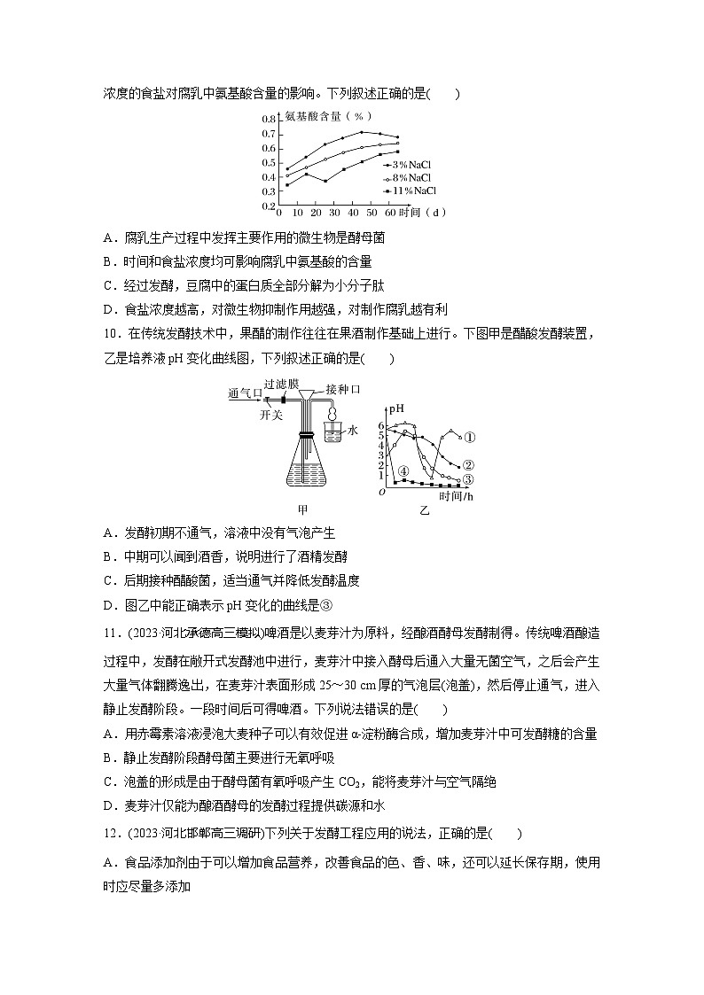 2024届高三生物一轮复习基础夯实练57:传统发酵技术的应用、发酵工程及其应用第3页