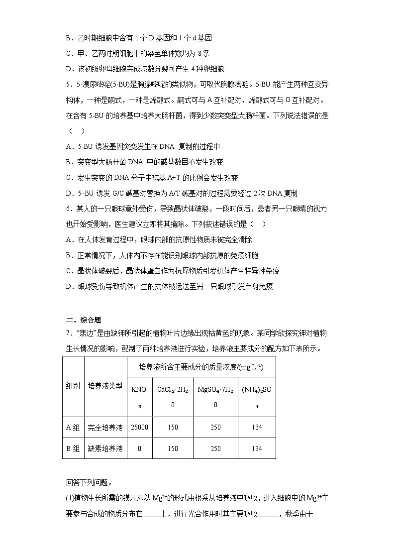 2023届河南省洛阳市高三综合练习理综生物试题(三)(含解析)02