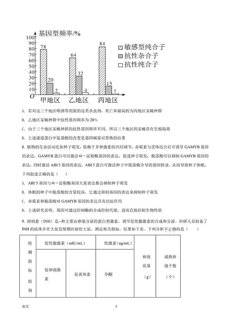 2022届湖南省长沙市雅礼中学高三一模生物试题(PDF版)03