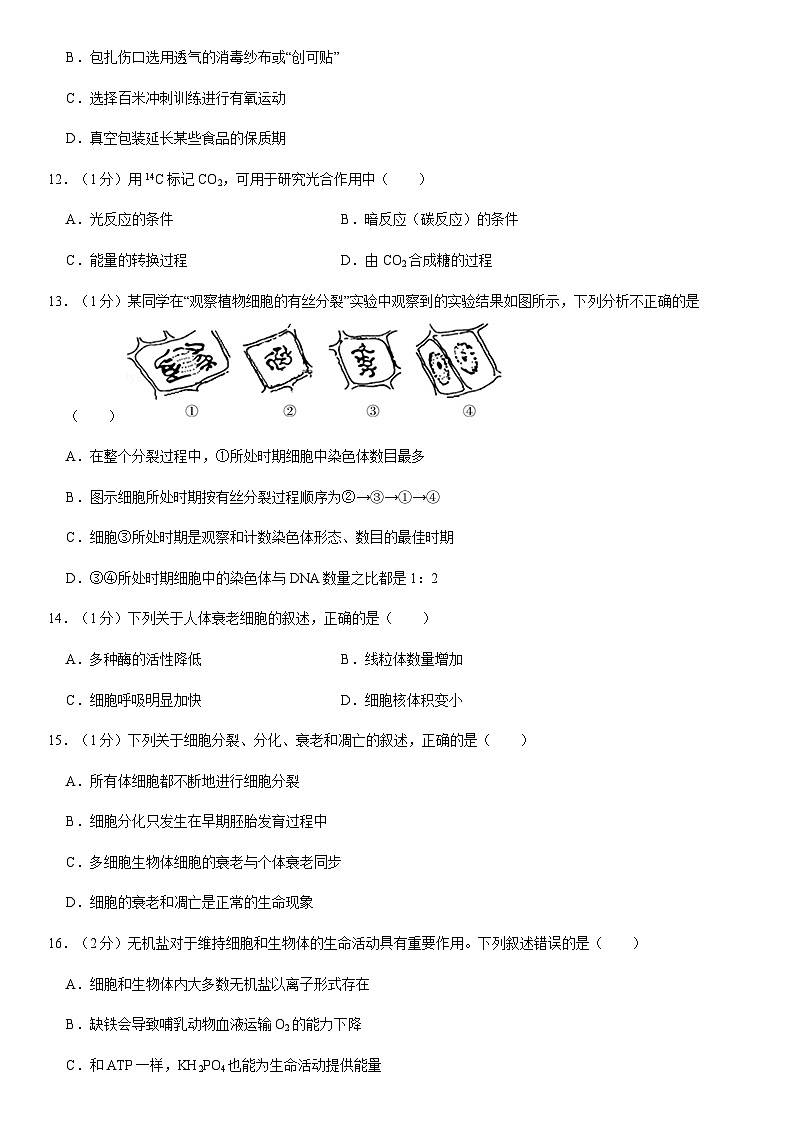 2020北京密云高一(上)期末生物(教师版)第3页