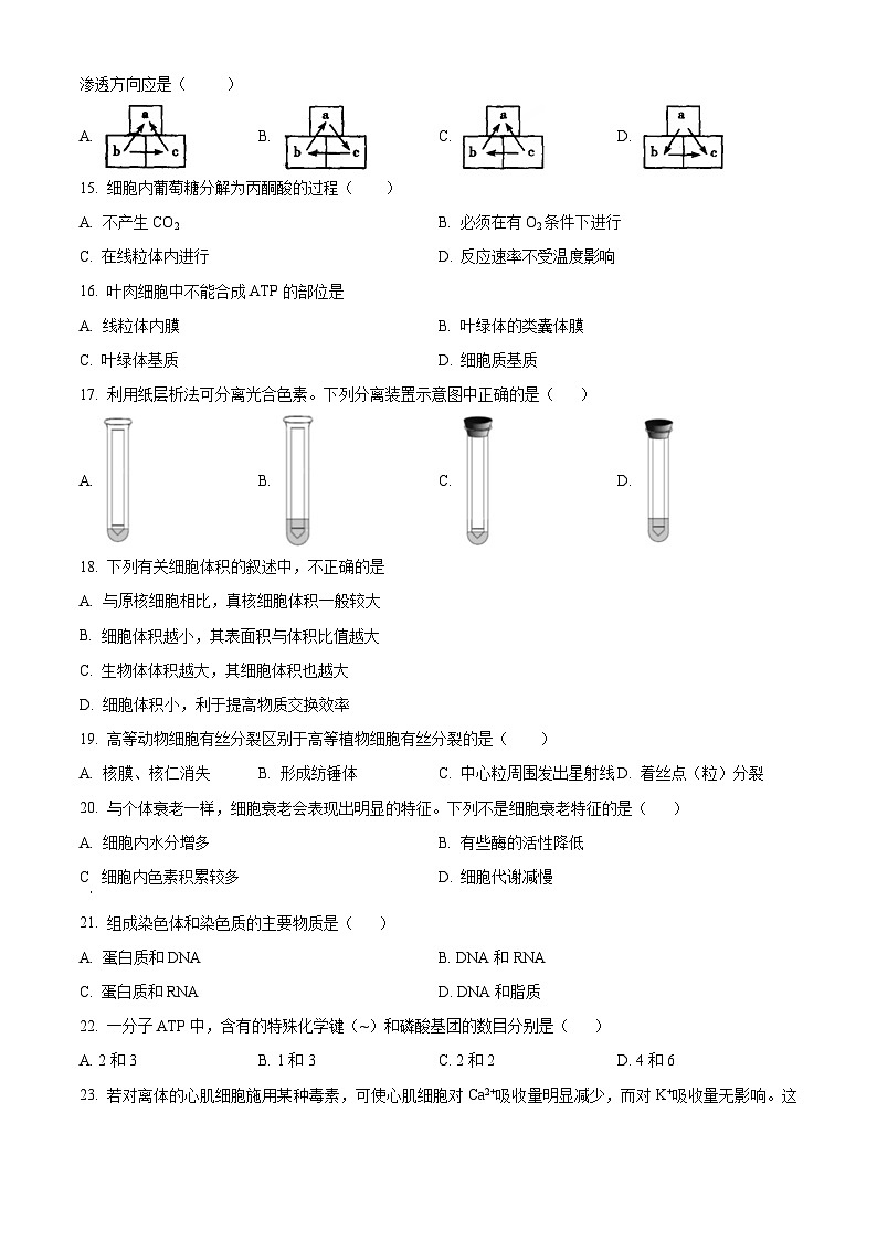 2023北京怀柔高一(上)期末生物(教师版)第3页