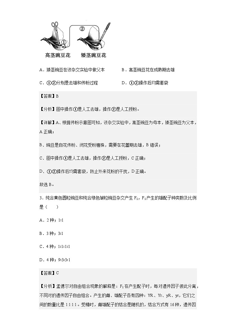 2022-2023学年江苏省南通市如皋市长江高级中学、淮安市南陈集中学高一3月测试生物(选修)试题含解析02