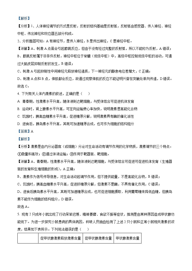 安徽省合肥市六中2022-2023学年高二生物下学期3月段考试题(Word版附解析)03