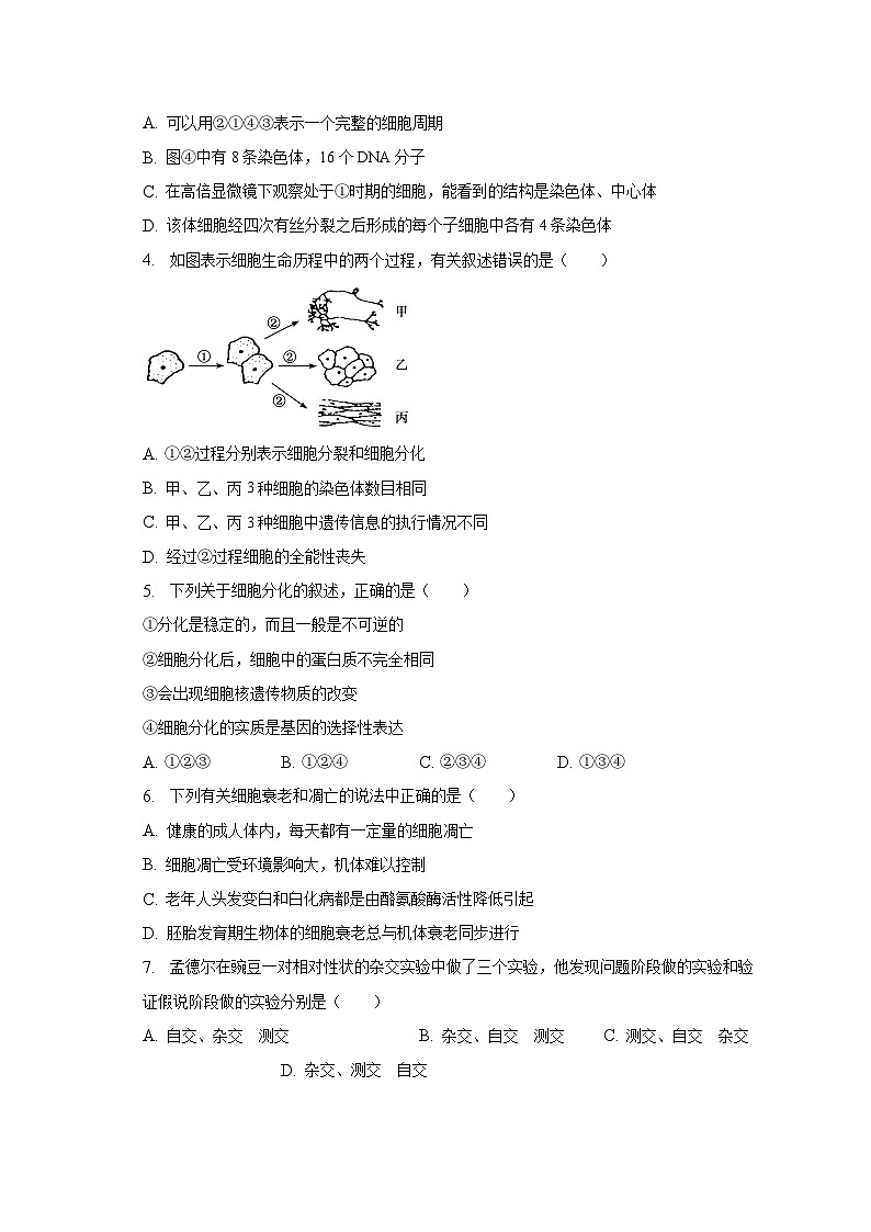 2022-2023学年湖北省十堰市高一(下)期中生物试卷(含解析)第2页