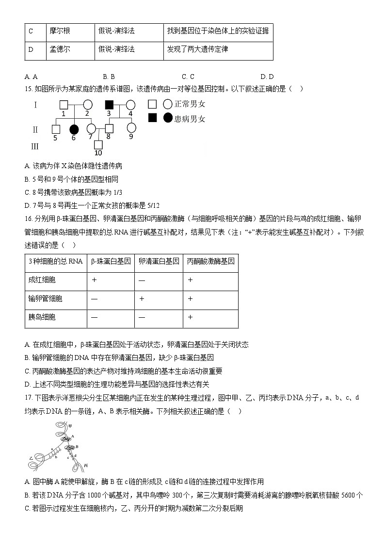 2022北京丰台高一(下)期中生物(A卷)(教师版)第3页