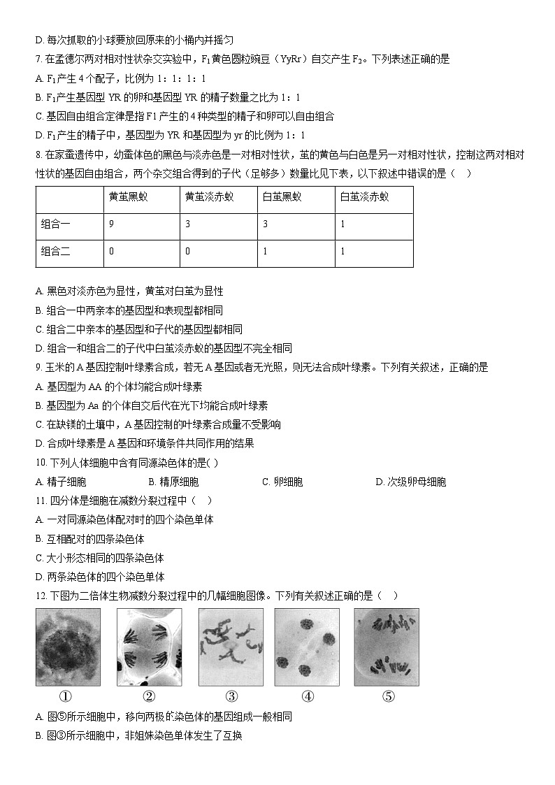 2022北京师大附中高一(下)期中生物(教师版) 试卷02