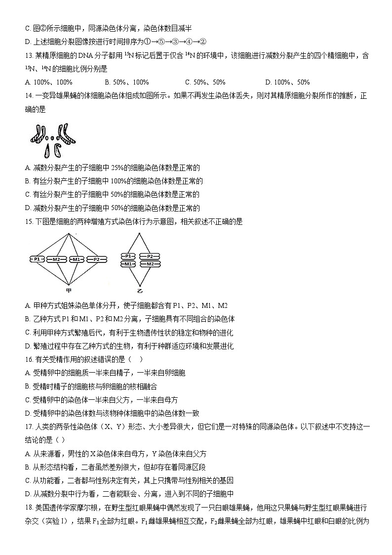 2022北京师大附中高一(下)期中生物(教师版) 试卷03