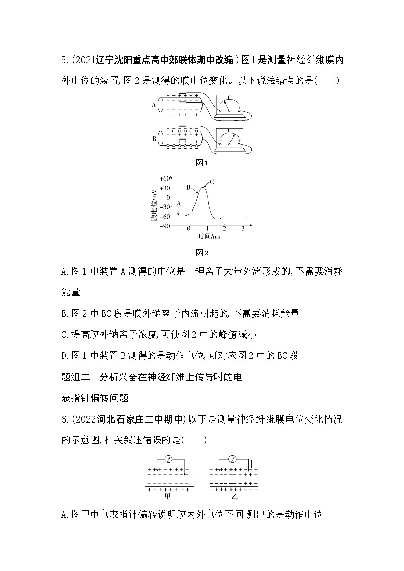 2023高中生物选择性必修1人教版新教材 第2章 神经调节 第1课时 兴奋在神经纤维上的传导 试卷03