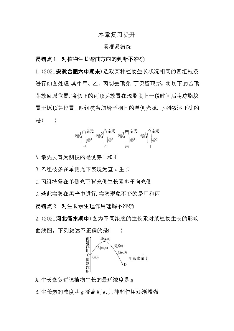 2023高中生物选择性必修1人教版新教材 第5章 植物生命活动的调节 本章复习提升第1页