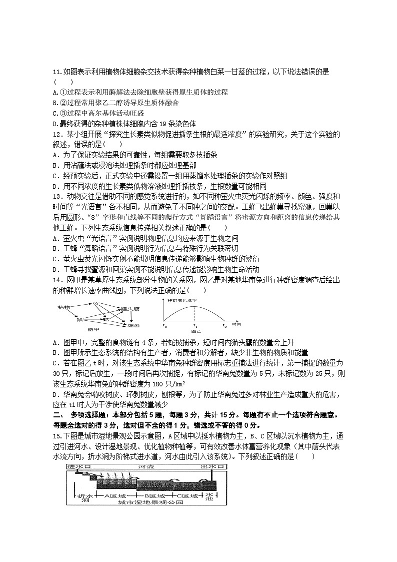 江苏省盐城市三校2022-2023学年高二生物下学期期中联考试题(Word版附答案)第3页