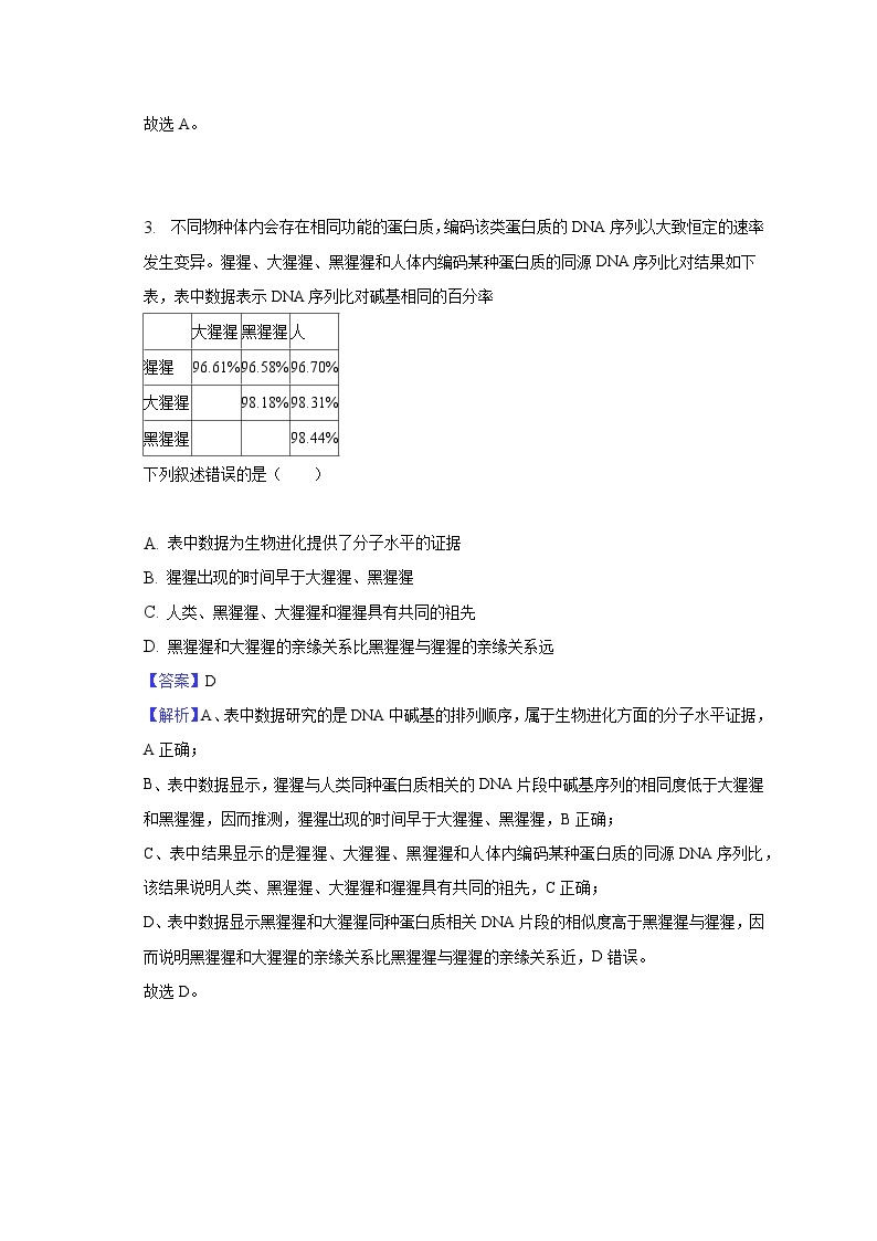 2023年6月浙江省普通高校招生选考生物试卷-教师用卷02