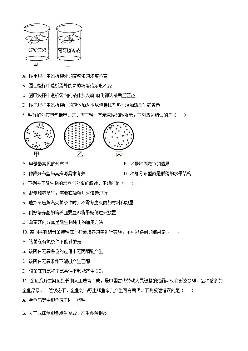 2022温州新力量联盟高二下学期期末联考生物试题含解析02