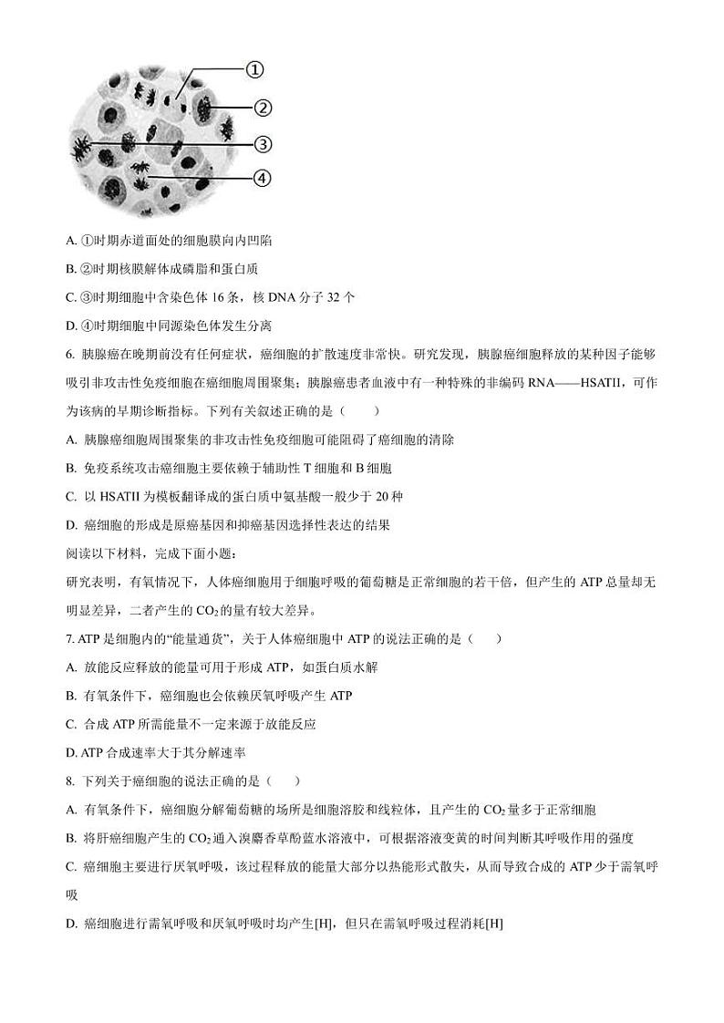 2023届浙江省绍兴市上虞市高三第二次适应性考试生物试题PDF版含答案第2页