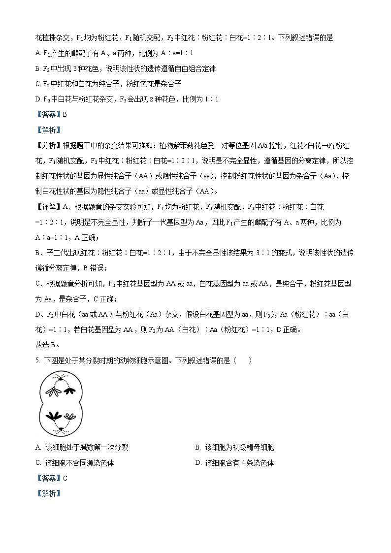 精品解析:山东省曲阜市孔子高级中学2022-2023学年高一下学期第二次月考生物试题(解析版)03
