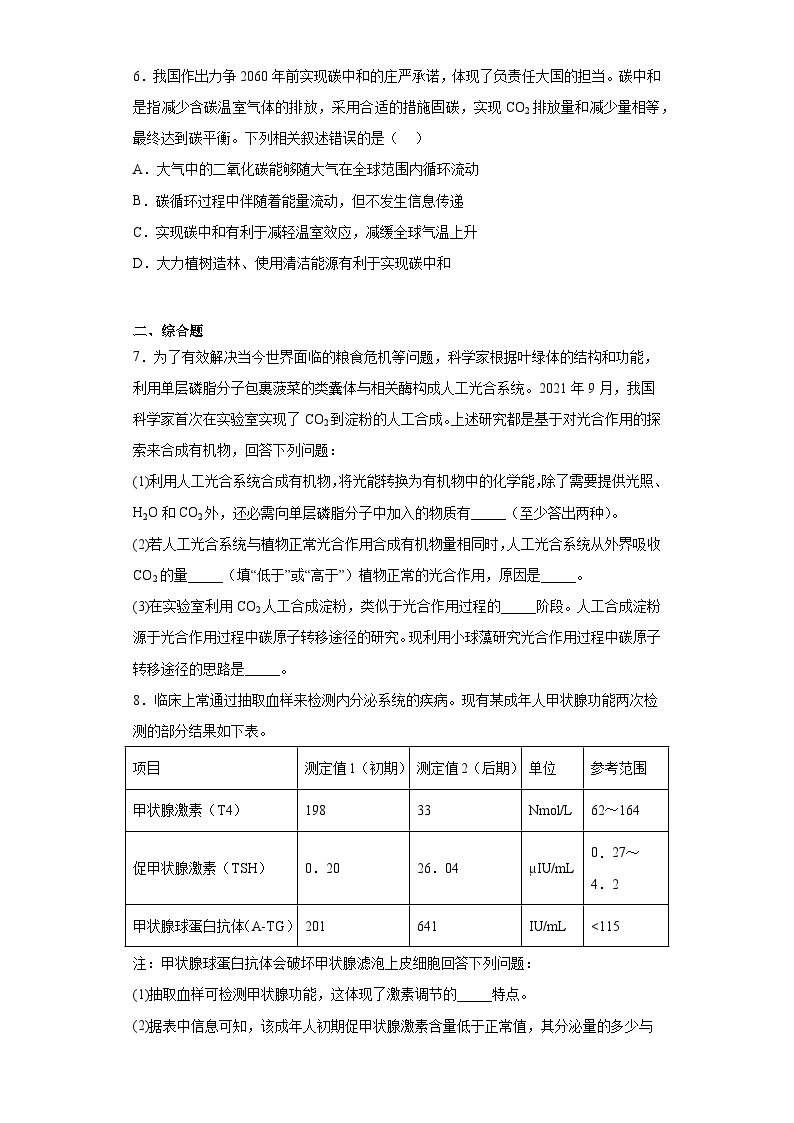 2022届贵州省高考一模适应性考试理综生物试题（含解析）02