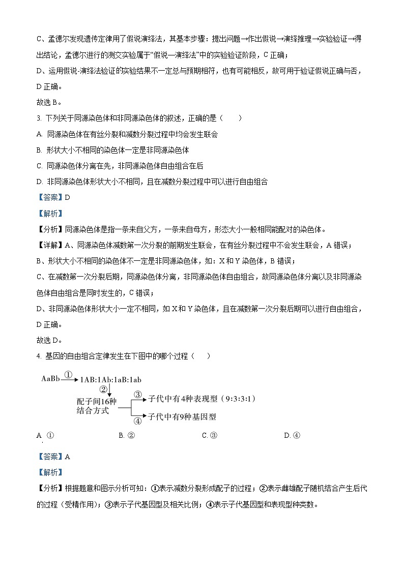 精品解析:江苏省南京市江宁区2022-2023学年高一下学期期末生物试题(解析版)02