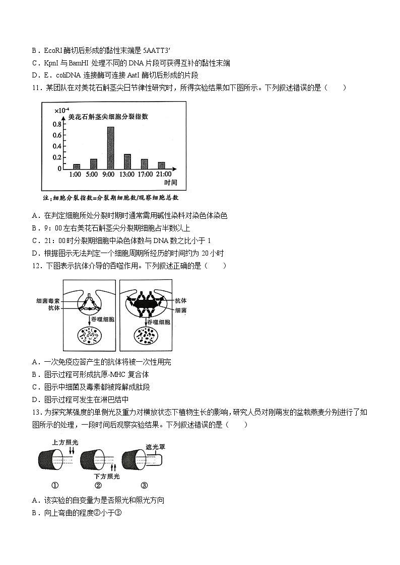浙江省金华十校2022-2023学年高二下学期期末调研考试生物试题第3页