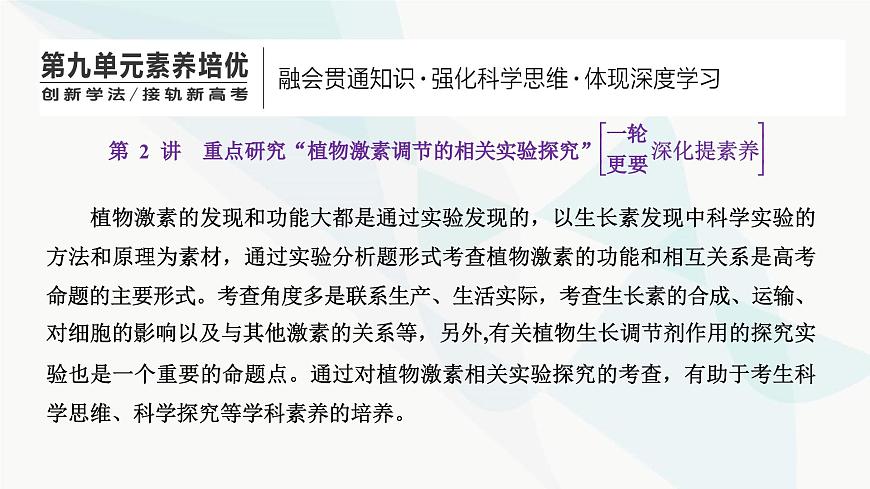人教版2024屆高考生物一輪復(fù)習(xí)重點(diǎn)研究“植物激素調(diào)節(jié)的相關(guān)實(shí)驗(yàn)探究”課件第1頁