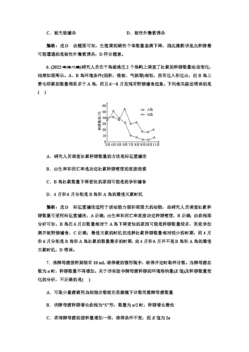 2024届人教版高考生物一轮复习种群及其动态作业含答案03