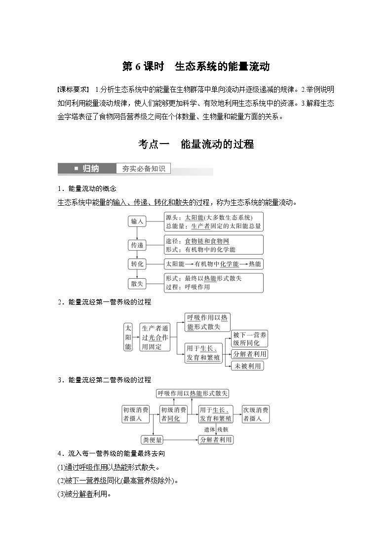 2024年高考生物一轮复习（新人教版） 第9单元　第6课时　生态系统的能量流动 练习课件01