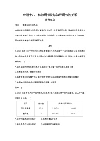 2023北京高考总复习生物 专题十八 体液调节及与神经调节的关系（试题word）