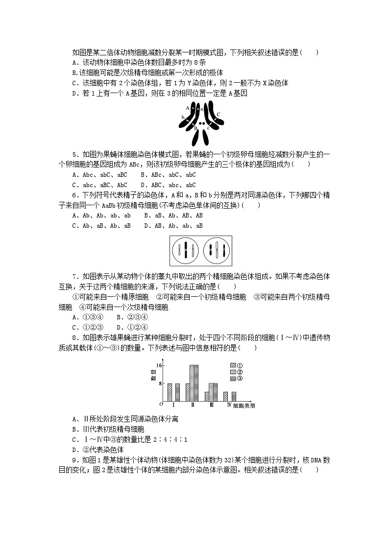 新高考2024版高考生物一轮复习微专题小练习专练41减数分裂和受精作用第2页