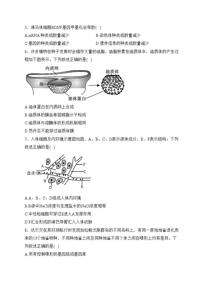 浙江省金华市十校2022-2023学年高二下学期期末调研考试生物试卷(含答案)02