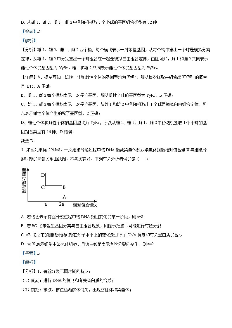 湖北省武汉外国语学校2022-2023学年高一生物下学期期末试题(Word版附解析)02