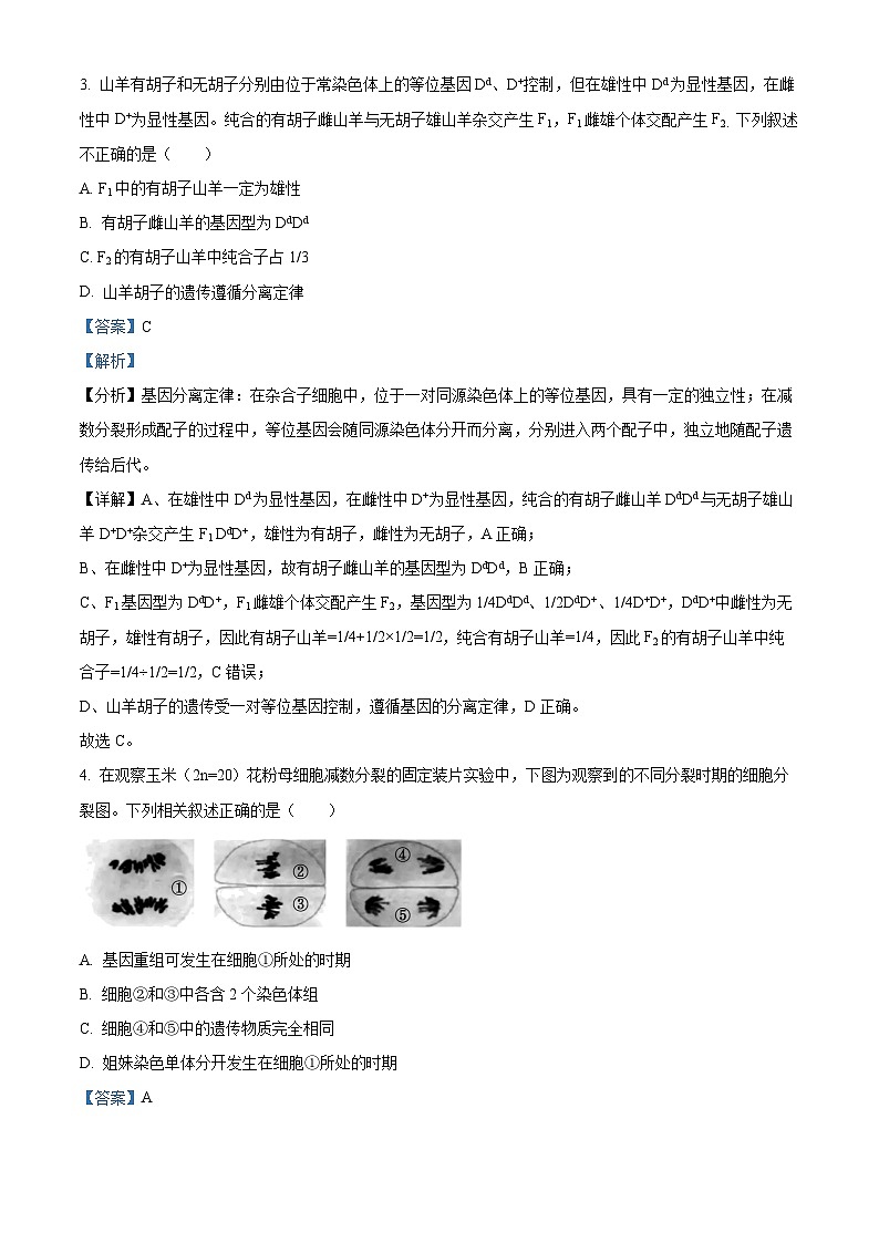 湖北省新高考联考协作体2022-2023学年高一生物下学期期末联考试题(Word版附解析)02