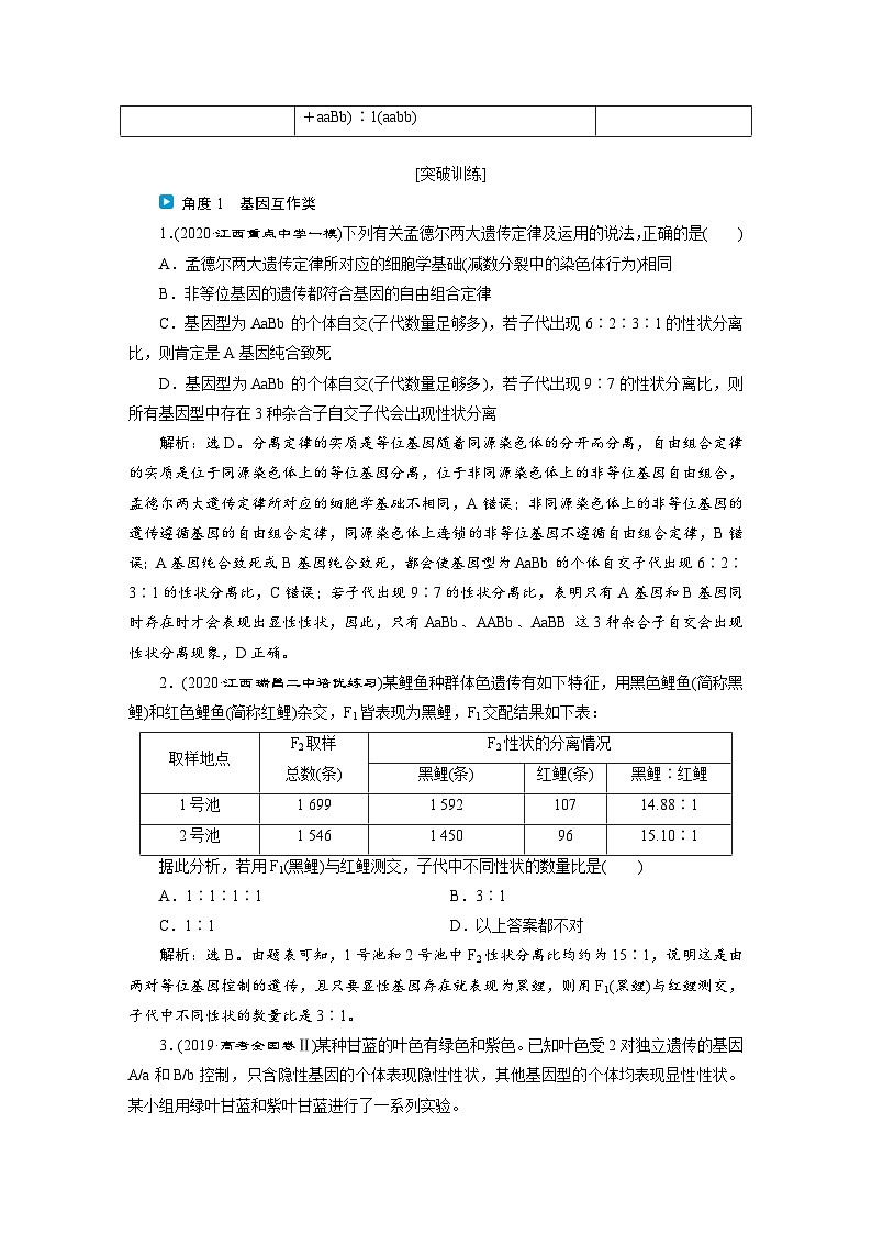 高考生物一轮复习考点过关练习第5单元 加强提升课(4) 基因自由组合定律的拓展题型突破(含解析)第2页