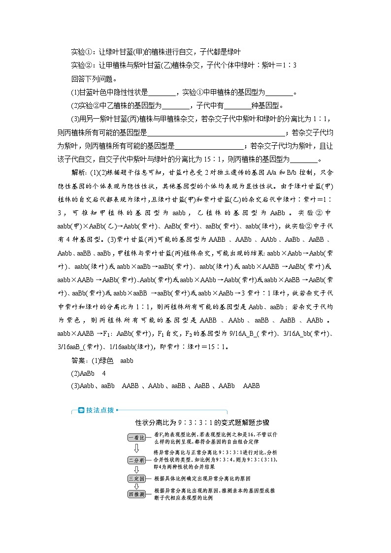 高考生物一轮复习考点过关练习第5单元 加强提升课(4) 基因自由组合定律的拓展题型突破(含解析)第3页