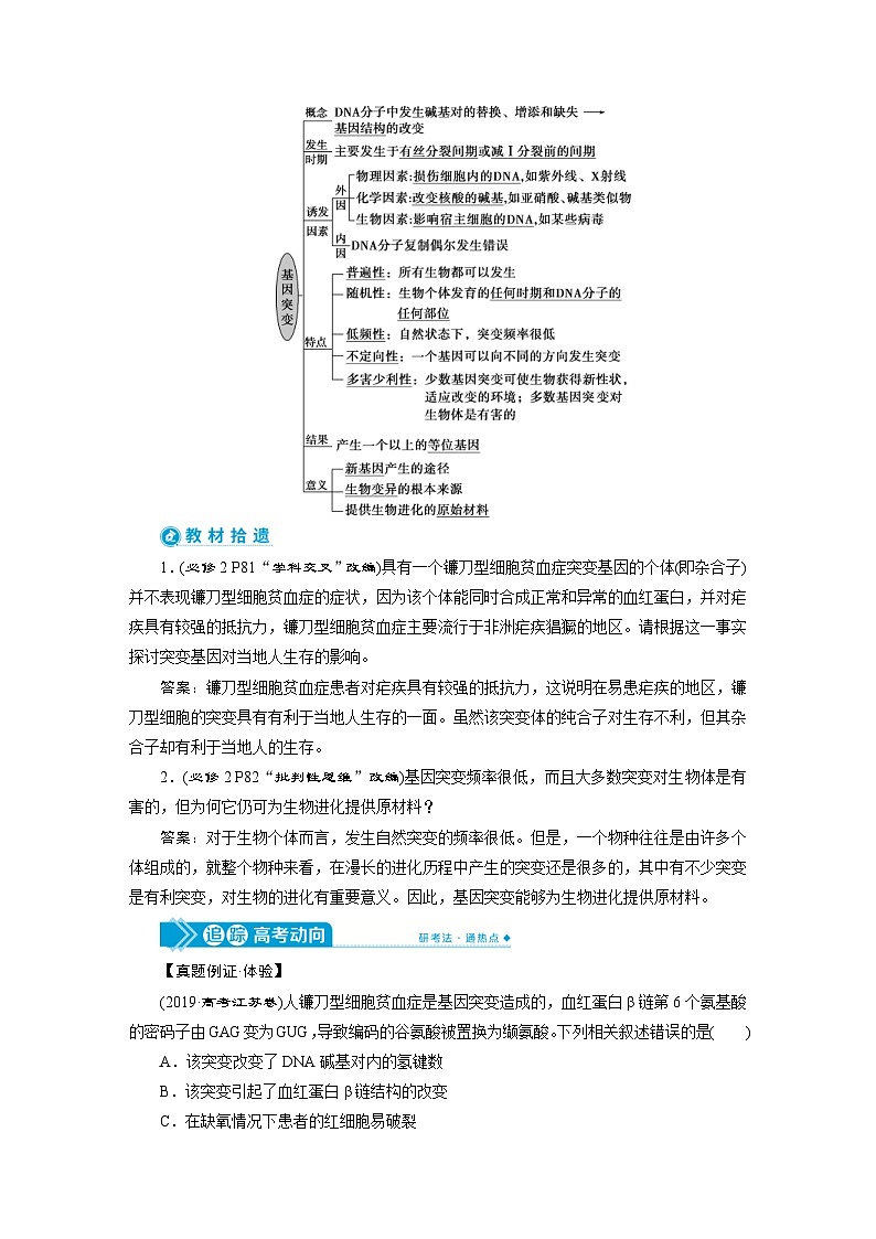高考生物一轮复习考点过关练习第7单元 第20讲 基因突变和基因重组(含解析)第2页