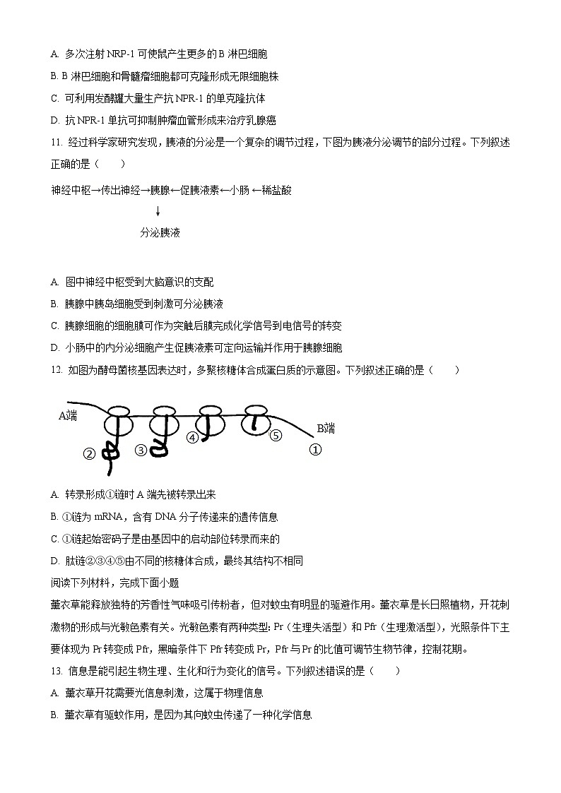 2023台州高二下学期期末考试生物试题含解析03
