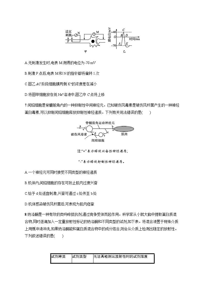 人教C版高中生物选择性必修1稳态与调节第2章神经调节章末测评卷含答案第3页