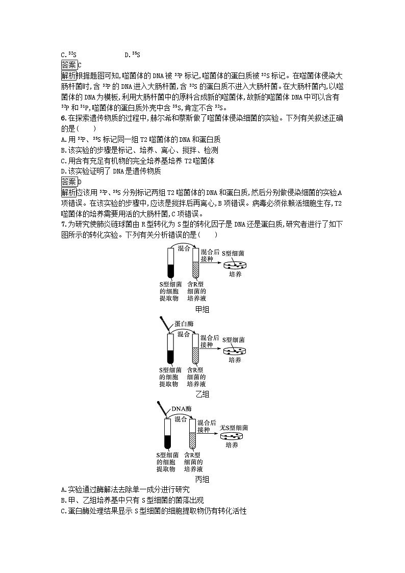 新教材2023年高中生物第3章基因的本质第1节DNA是主要的遗传物质课后训练新人教版必修2第2页