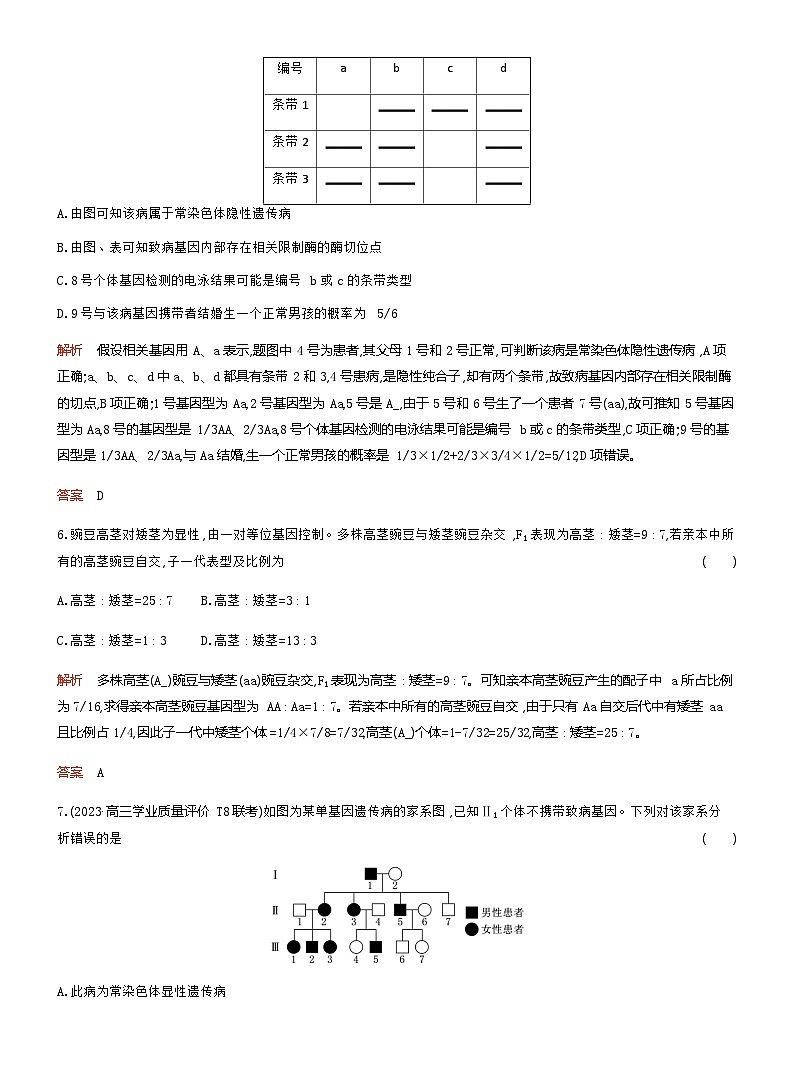 2024届人教版高考生物一轮复习基因的分离定律作业(不定项)含答案03
