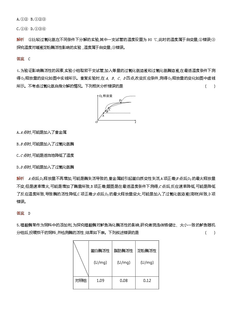 2024届人教版高考生物一轮复习酶与ATP作业(不定项)含答案第2页
