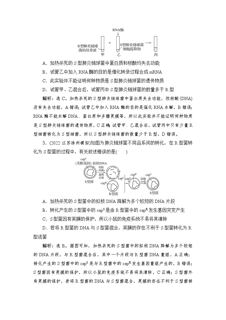 2024届人教版高考生物一轮复习DNA是主要的遗传物质作业(多项版)含答案第2页