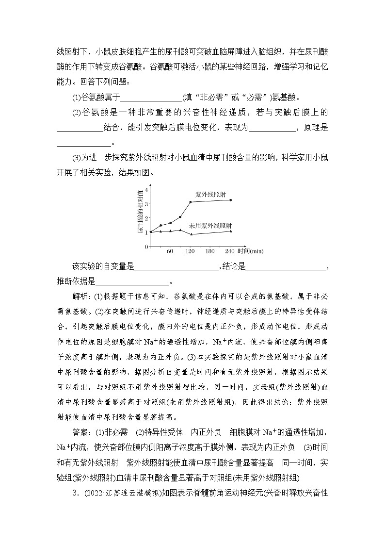 2024届人教版高考生物一轮复习特色热点练5神经调节回路、动物调节异常作业(多项版)含答案第2页