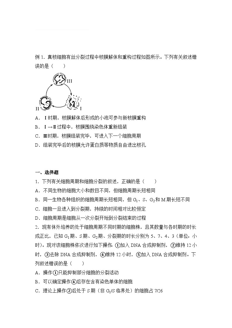 生物(新教材)高二暑假作业之巩固练习3 细胞的生命历程含答案解析第1页