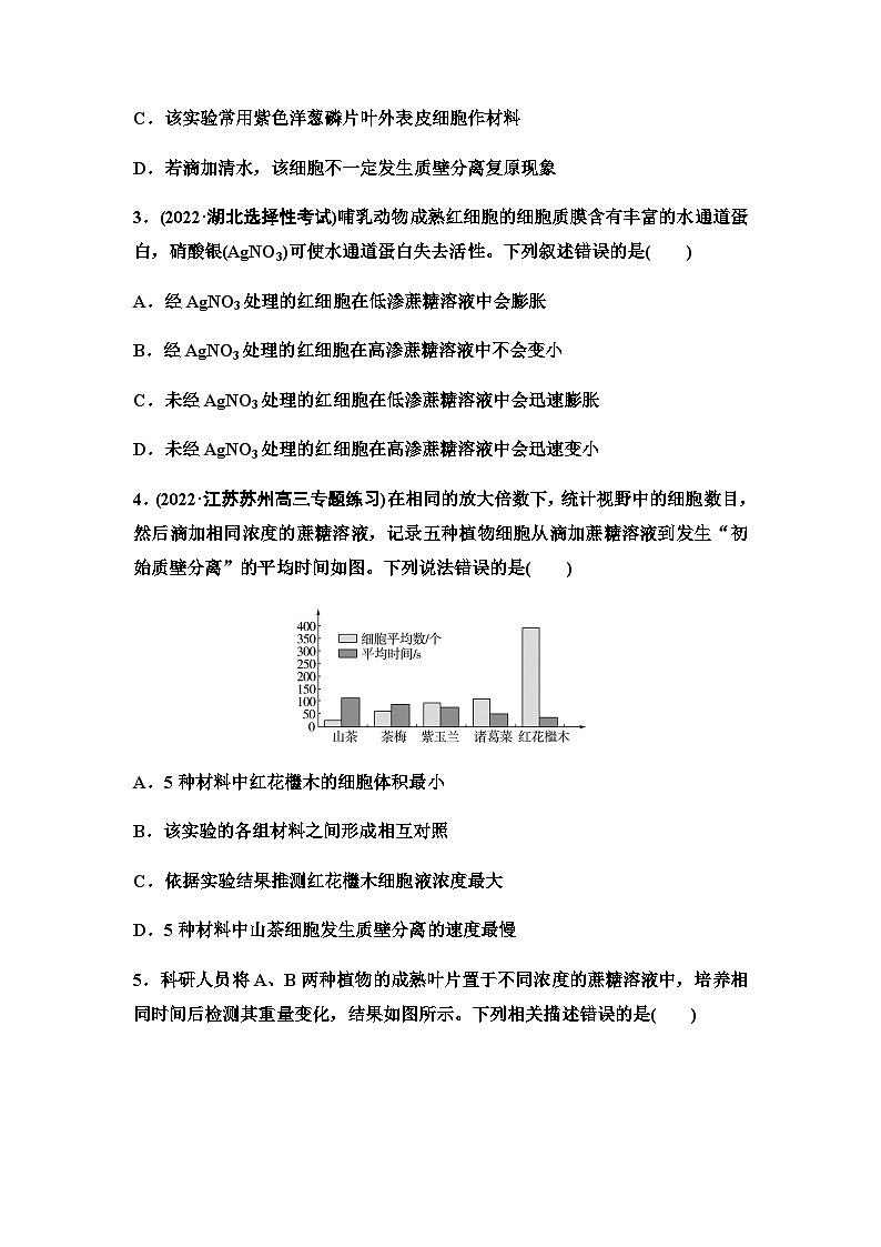 2024届苏教版高考生物一轮复习物质进出细胞的运输方式作业含答案第2页