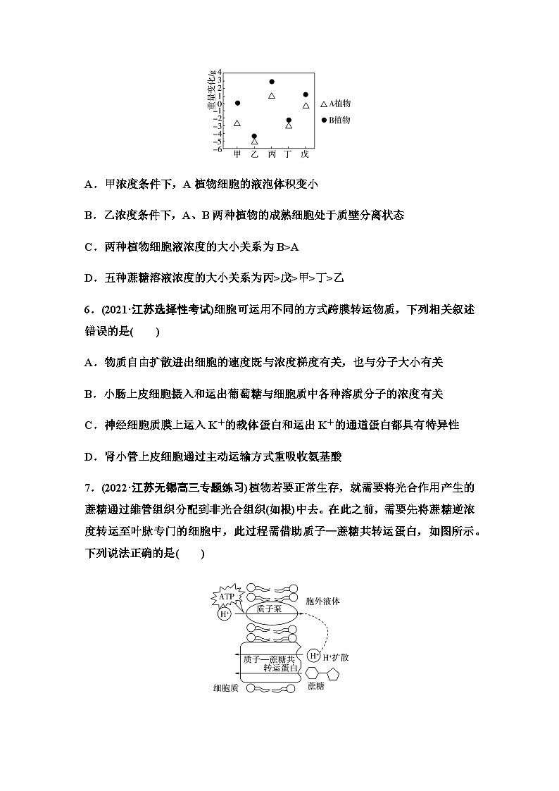 2024届苏教版高考生物一轮复习物质进出细胞的运输方式作业含答案第3页