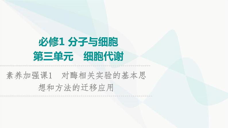 2024届人教版高考生物一轮复习素养加强课1对酶相关实验的基本思想和方法的迁移应用课件第1页