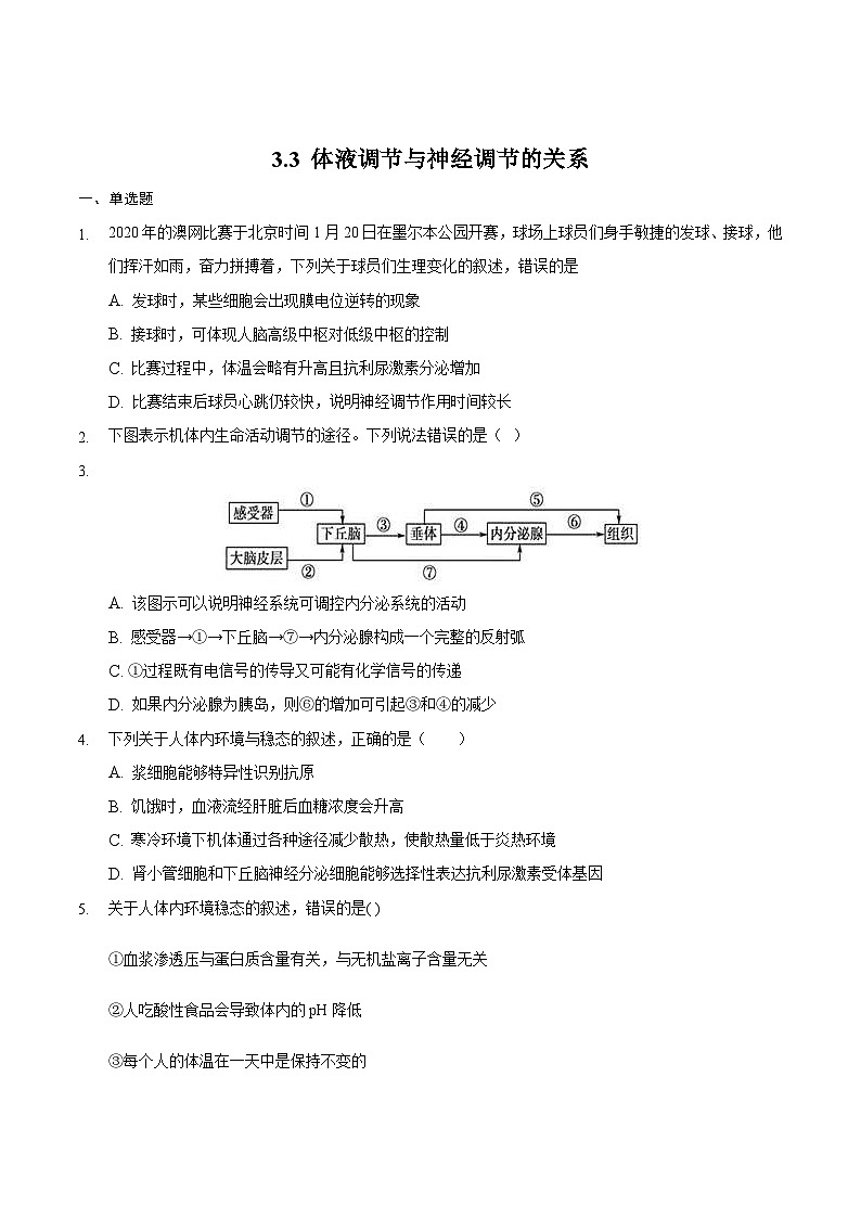 人教版高二生物选择性必修一3.3《体液调节与神经调节的关系》课件+练习01