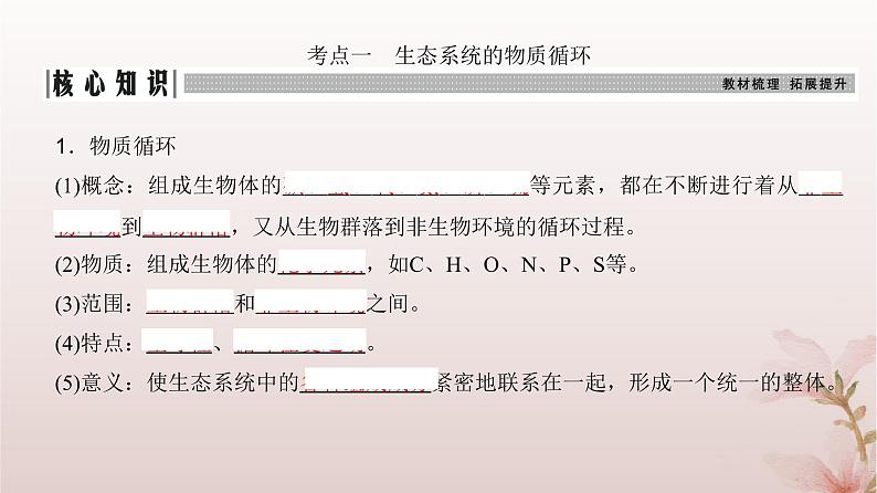 2024届高考生物一轮总复习第九单元生物与环境第30讲生态系统的物质循环信息传递及其稳定性课件第3页