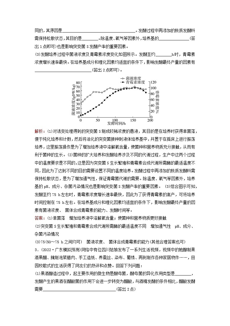 2023高考生物二轮专题复习与测试专题强化练十五发酵工程第2页