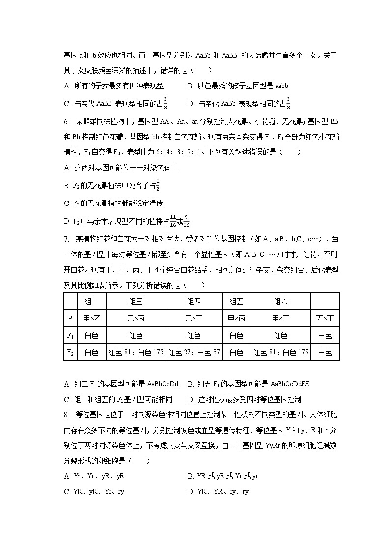 2022-2023学年安徽省合肥市庐江县高一(下)期末生物试卷(含解析)02