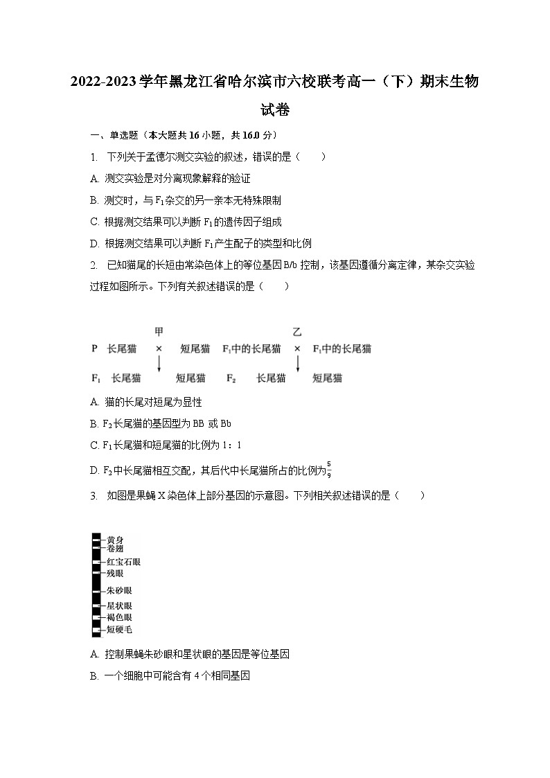 2022-2023学年黑龙江省哈尔滨市六校联考高一(下)期末生物试卷(含解析)01